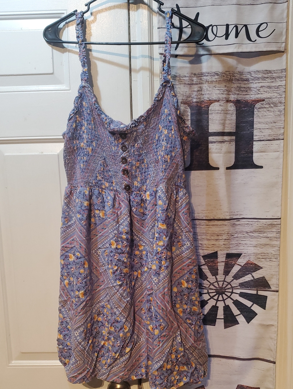 Derek Heart Lavender and Yellow Floral Smocked Mini Dress